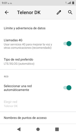 Desactive Seleccionar una red automáticamente