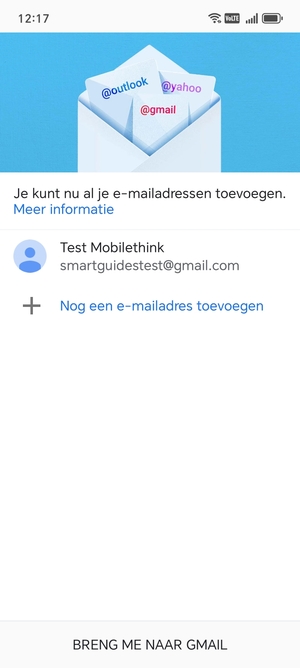 Selecteer BRENG ME NAAR GMAIL
