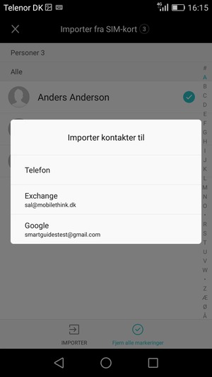 Velg din Google-konto