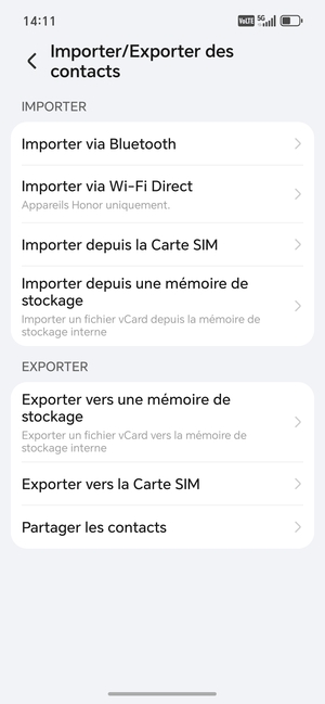 Sélectionnez Importer depuis la Carte SIM