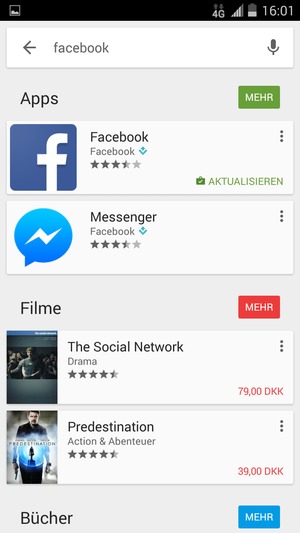 Wählen Sie die App