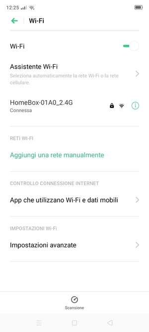 Ora sei connesso alla rete Wi-Fi