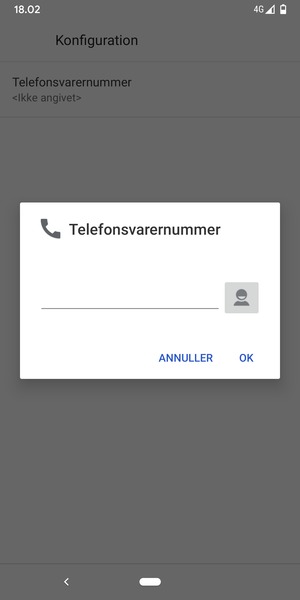 Indtast Telefonsvarernummer og vælg OK