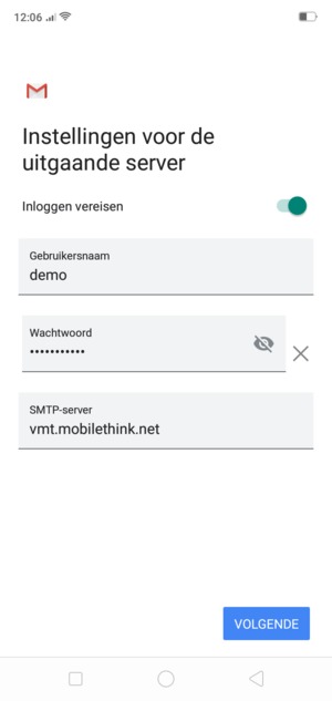 Voer Uitgaand serveradres in