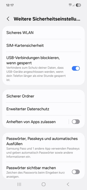 Wählen Sie SIM-Kartensicherheit