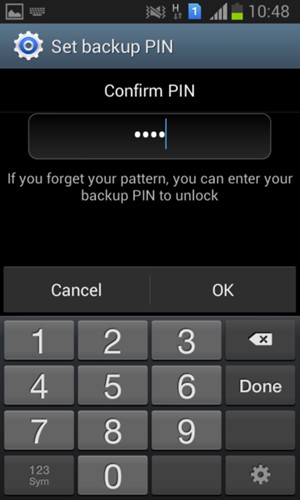 Confirm your Backup PIN and select OK