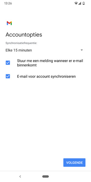 Selecteer VOLGENDE