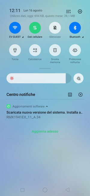 Scorri nuovamente verso il basso il menu in alto