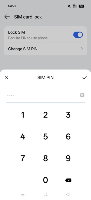 Enter your Current PIN for the SIM card and select OK
