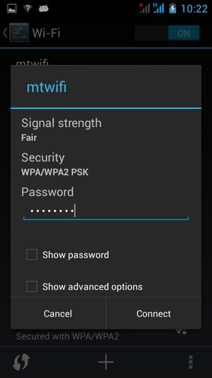 Enter the Wi-Fi password and select Connect