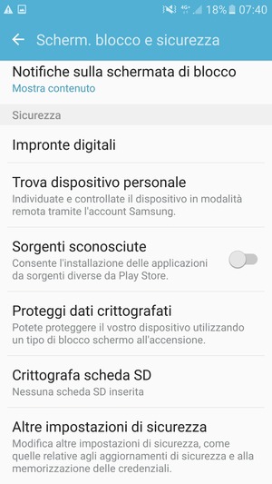 Scorri e seleziona Altre impostazioni di sicurezza