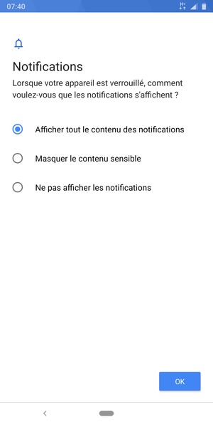 Sélectionnez votre option préférée et sélectionnez OK