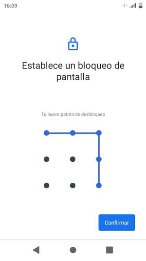 Dibuje de nuevo el patrón de desbloqueo y seleccione Confirmar