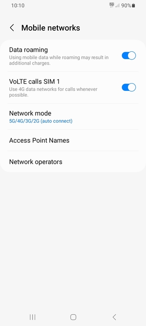 Turn Data roaming on or off
