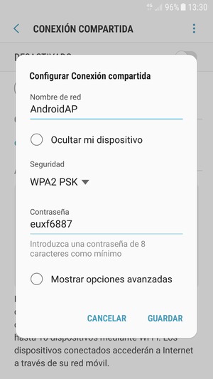 Introduzca una contraseña de al menos 8 caracteres y seleccione GUARDAR