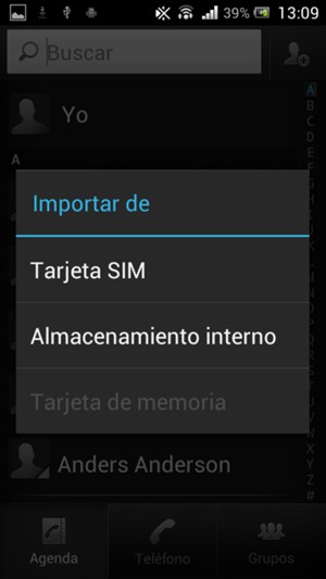 Seleccione Tarjeta SIM