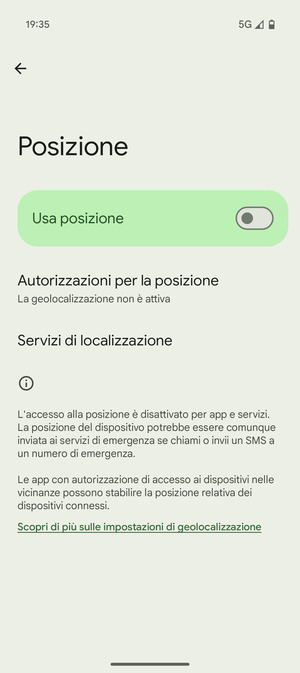 Disattiva Usa posizione