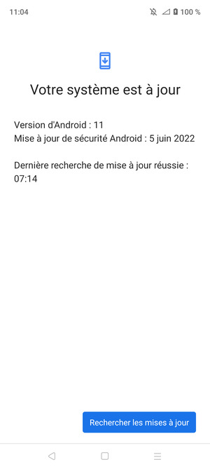 Si votre téléphone est à jour, vous verrez l'écran suivant
