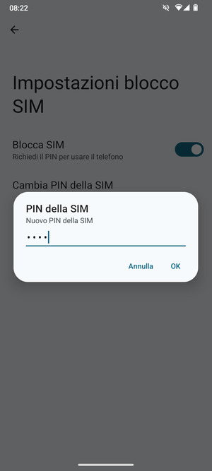 Inserisci Nuovo PIN della SIM e seleziona OK
