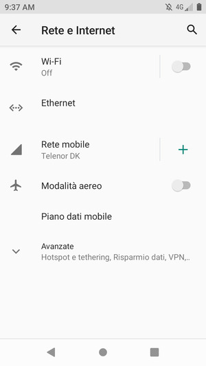 Seleziona Wi-Fi