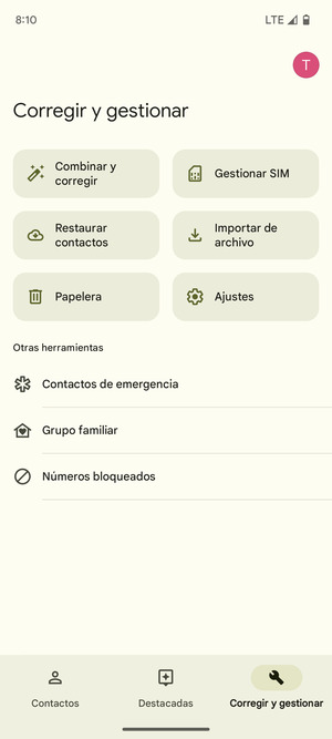 Seleccione Gestionar SIM