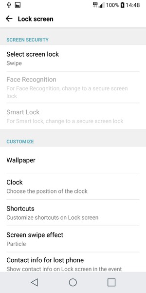 Select Select screen lock
