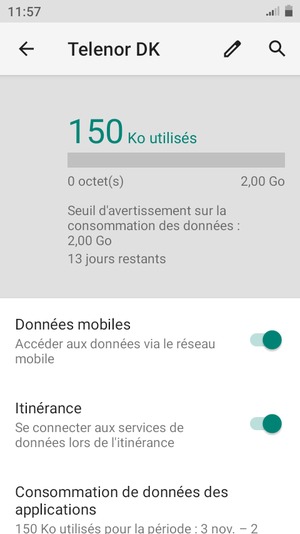 Activer ou désactiver Itinérance