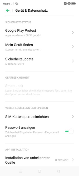 Scrollen Sie und wählen Sie SIM-Kartensperre einrichten