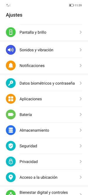 Desplácese y seleccione Batería