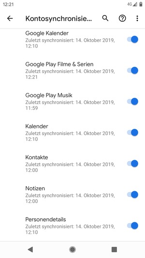 Stellen Sie sicher, dass Kontakte ausgewählt ist