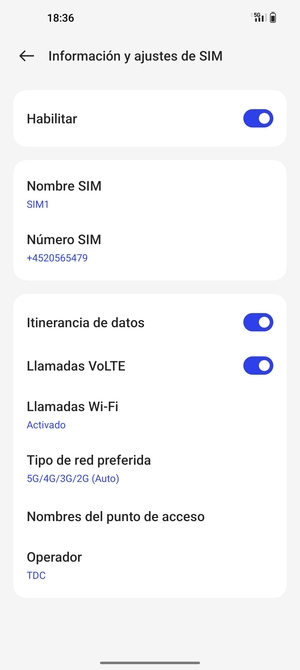 Activar o desactivar Itinerancia de datos