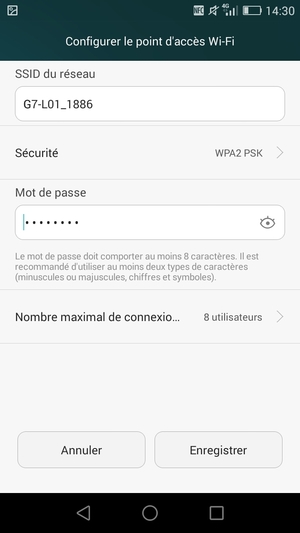 Saisissez un mot de passe d'au moins 8 caractères et sélectionnez Enregistrer