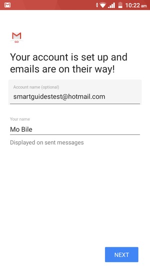 Give your account a name and enter your name. Select NEXT