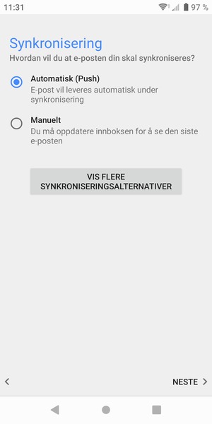 Velg ønsket alternativ og velg NESTE