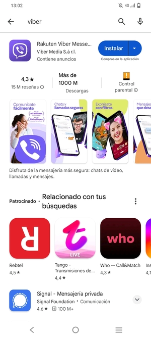Seleccione la aplicación
