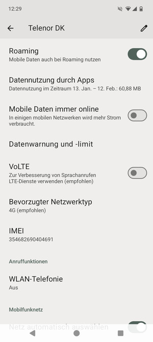 Schalten Sie Roaming an oder aus