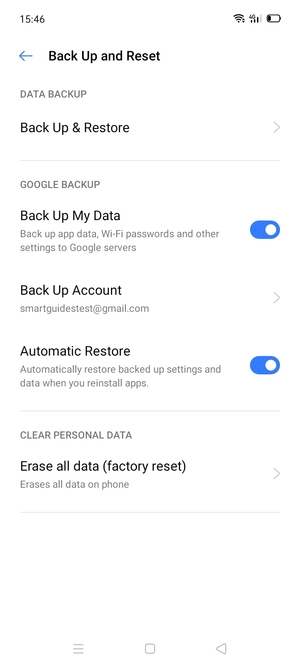 Select Back Up Account