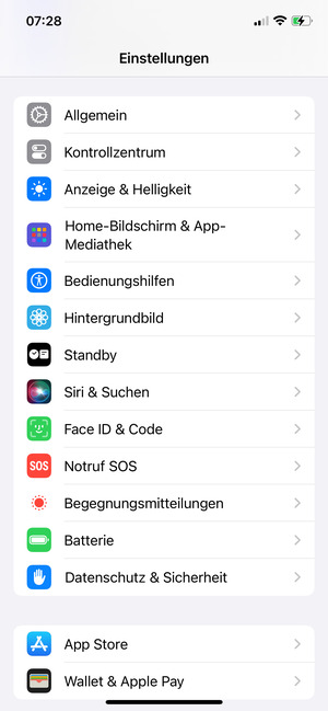 Scrollen Sie und wählen Sie Face ID & Code