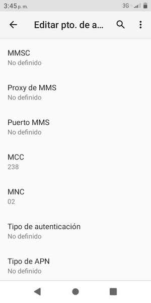 Desplácese hacia abajo e introduzca la información de Internet