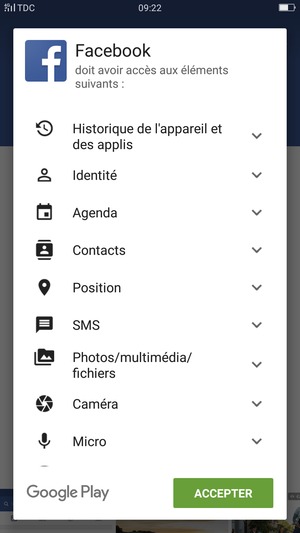 Sélectionnez ACCEPTER