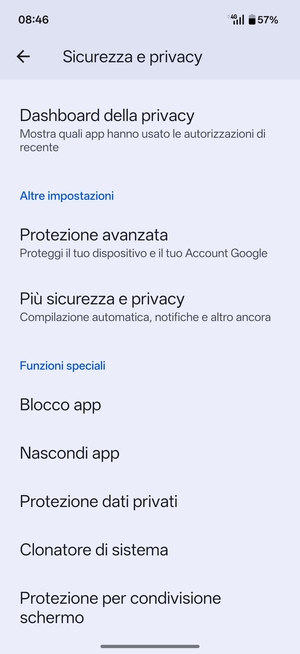 Scorri e seleziona Più sicurezza e privacy