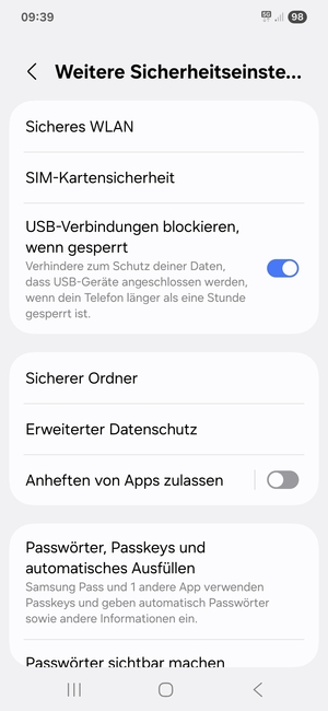 Wählen Sie SIM-Kartensicherheit