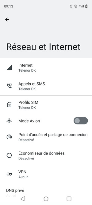 Sélectionnez Profils SIM