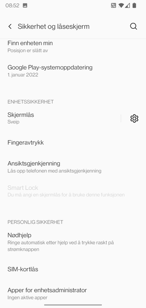 Velg SIM-kortlås