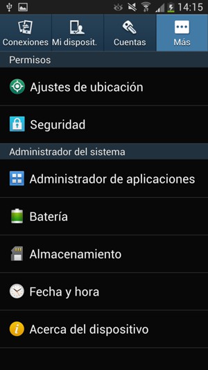 Seleccione Seguridad