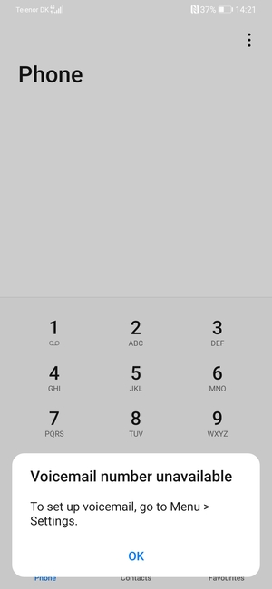 If your voicemail is not set up, select OK