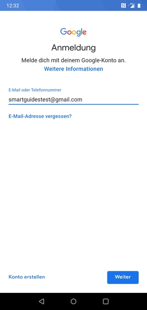 Geben Sie Ihre Gmail Adresse ein und wählen Sie Weiter