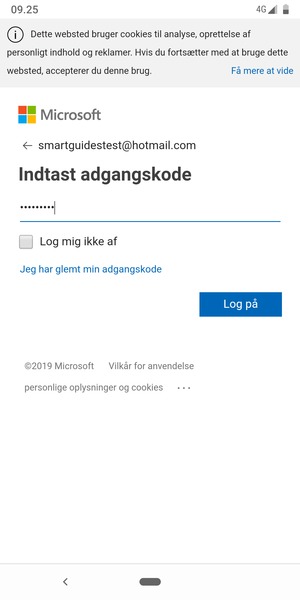 Indtast din adgangskode og vælg Log på