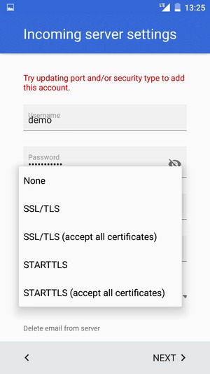 Select None and NEXT