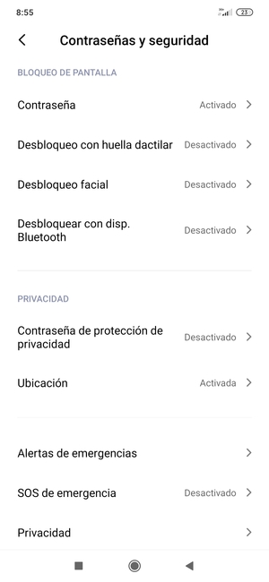El teléfono ha sido asegurado con un bloqueo de pantalla